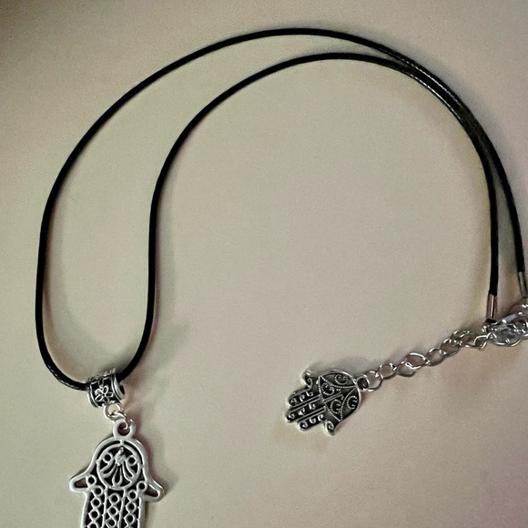 Hamsa Hand Protection Pendant with a smaller Hamsa Hand charm for back of neck - Picture 3 of 10